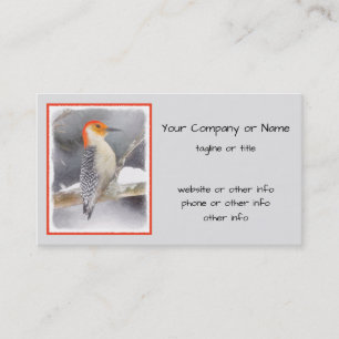 Rot-Gelb Woodpecker Malerei Original Vogelkunst Visitenkarte