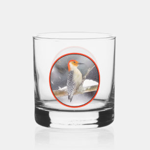 Rot-Gelb Woodpecker Malerei Original Vogelkunst Whiskyglas