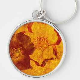 Rot-gelbe Blume grunge digitale Grafik Schlüsselanhänger