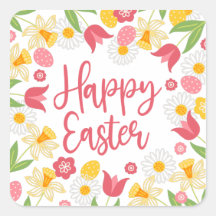 Rot Gelbe Blumige Frohe Ostern