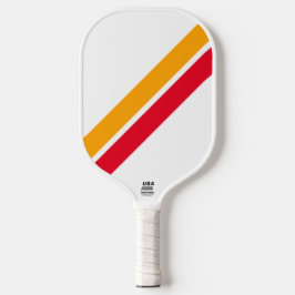 Rot-gelbe Diagonalstreifen auf weiß Pickleball Schläger