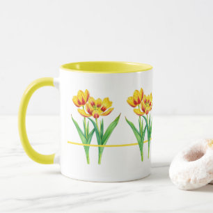 Rot-Gelbe Tulpen-Kombinations-Tasse Tasse