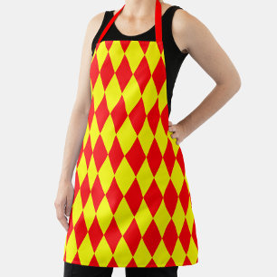 Rot-gelbes Harlekin-Karodesign Schürze