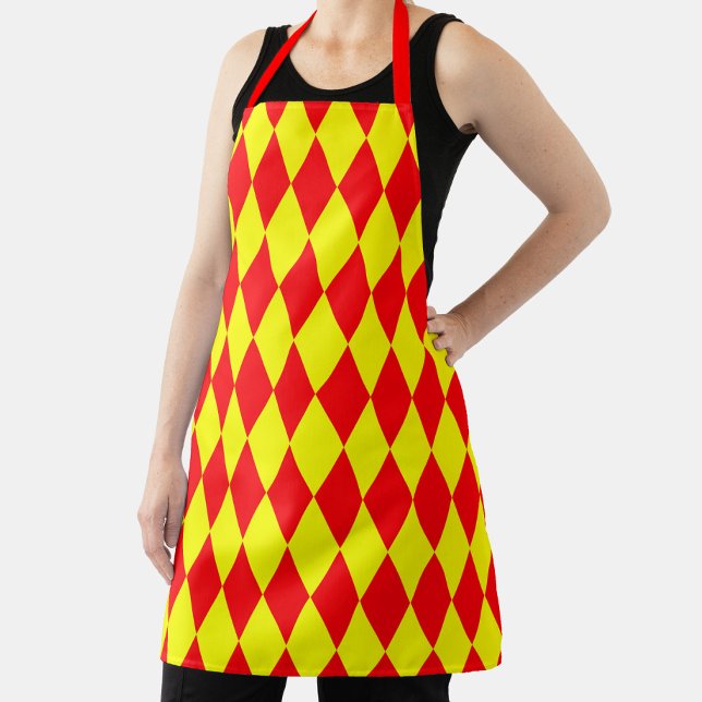 Rot-gelbes Harlekin-Karodesign  Schürze (Von Creator hochgeladen)