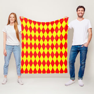 Rot-gelbes Harlekin-Karomuster-Design Fleecedecke
