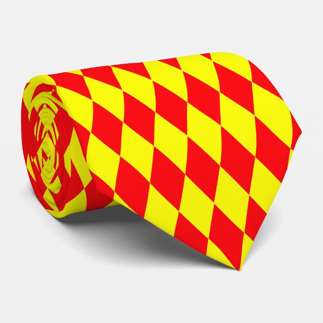 Rot-gelbes Harlekin-Karomuster  Krawatte (Von Creator hochgeladen)