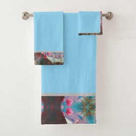 Rot gepunktete Blüte Badhandtuch Set