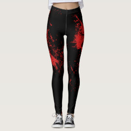 Rot gespritztes Schwarzes Leggings