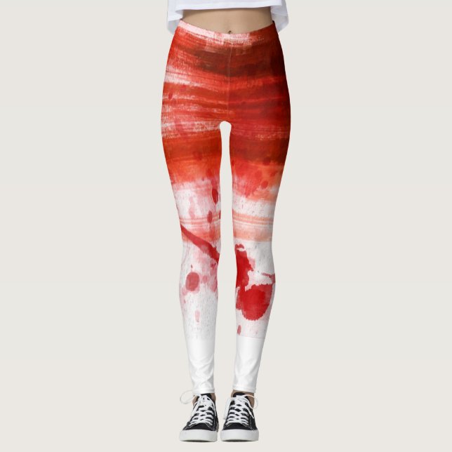 Rot gestains Halloween Leggings (Vorderseite)