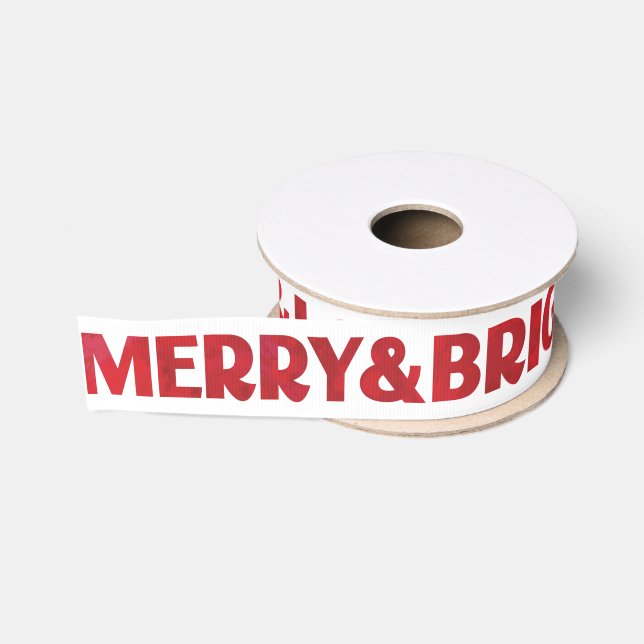 Rot gestrichen Merry & Bright Liebe & Light Your N Ripsband (Spule)