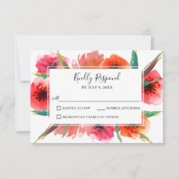 Rot gestrichene Poppies Blumenhochzeit RSVP