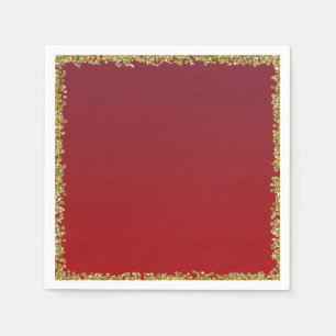 Rot getauchte Gold Glitter Glam Funkel Party Serviette