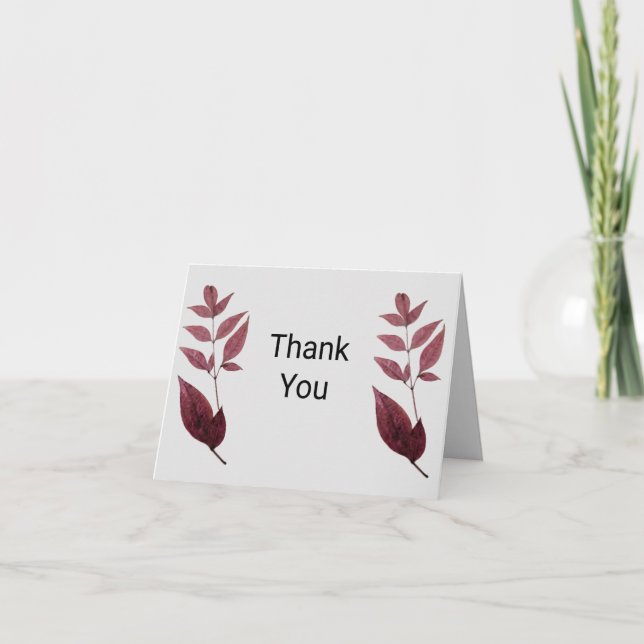 Rot getrocknete Herbstlaube Vielen Dank Dankeskarte (Vorderseite)