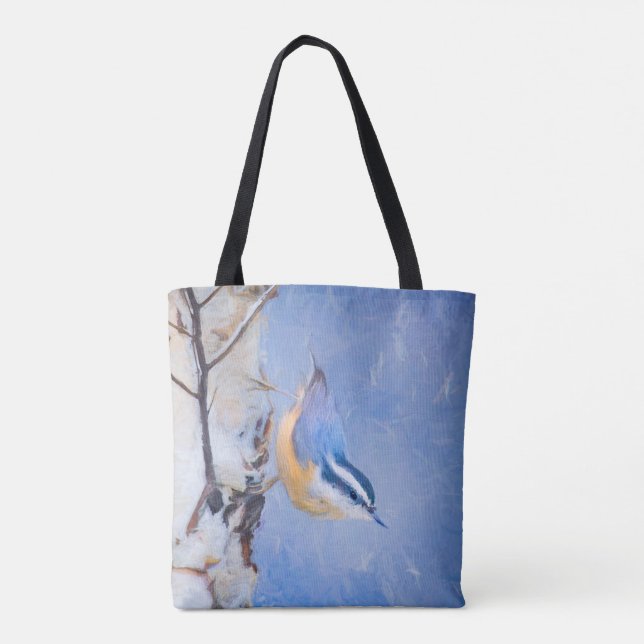 Rot gezapfte Nuthatch Malerei Original Vogelkunst (Rückseite)