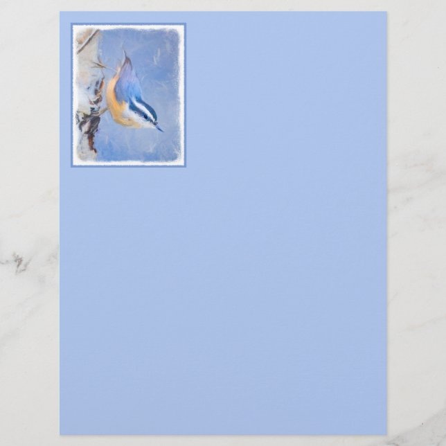 Rot gezapfte Nuthatch Malerei Original Vogelkunst (Vorderseite)