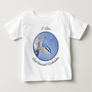 Rot gezapfte Nuthatch Malerei Original Vogelkunst Baby T-shirt