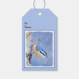 Rot gezapfte Nuthatch Malerei Original Vogelkunst Geschenkanhänger
