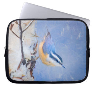 Rot gezapfte Nuthatch Malerei Original Vogelkunst Laptopschutzhülle