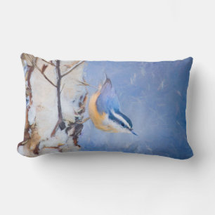 Rot gezapfte Nuthatch Malerei Original Vogelkunst Lendenkissen