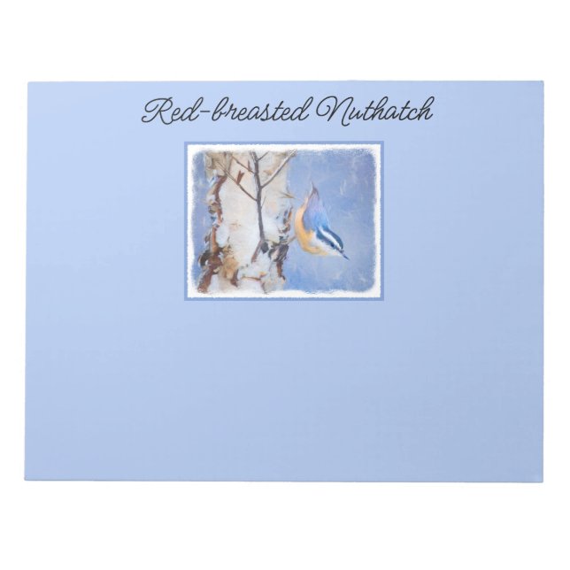 Rot gezapfte Nuthatch Malerei Original Vogelkunst Notizblock (Vorderseite)