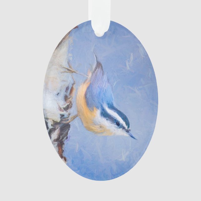 Rot gezapfte Nuthatch Malerei Original Vogelkunst Ornament (Vorderseite)