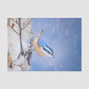 Rot gezapfte Nuthatch Malerei Original Vogelkunst Seidenpapier