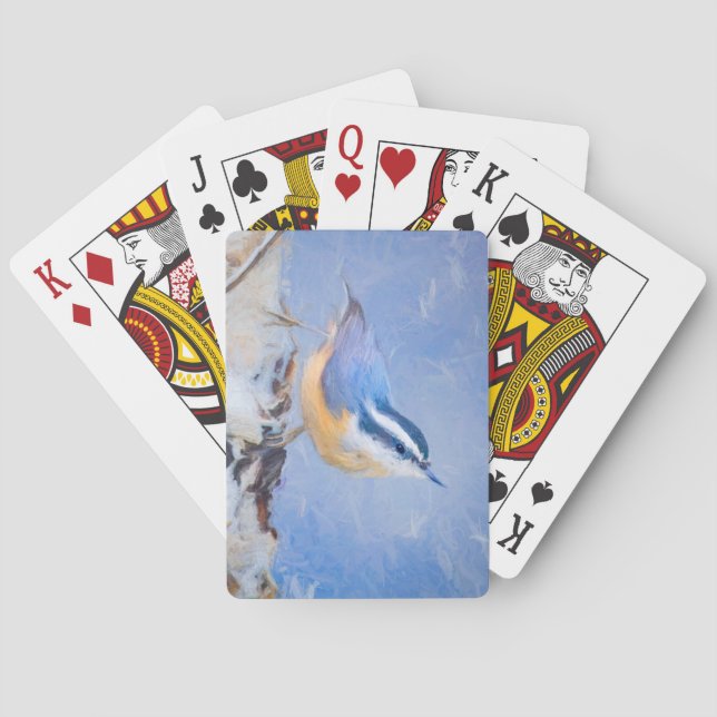 Rot gezapfte Nuthatch Malerei Original Vogelkunst Spielkarten (Rückseite)