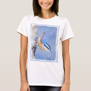Rot gezapfte Nuthatch Malerei Original Vogelkunst T-Shirt