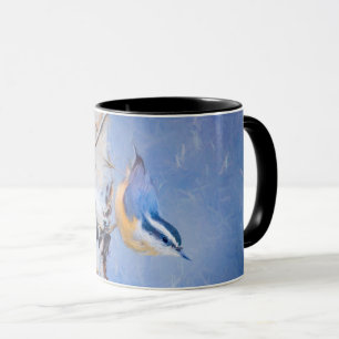 Rot gezapfte Nuthatch Malerei Original Vogelkunst Tasse