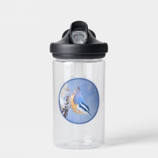 Rot gezapfte Nuthatch Malerei Original Vogelkunst Trinkflasche (Vorne)