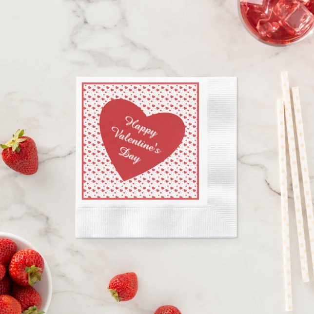 Rot glänzende Passionsherzen, niedlich romantische Serviette (Beispiel)