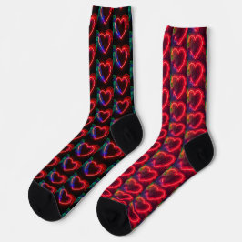 Rot glühende brennende Herzen an Valentinstag unpa Socken