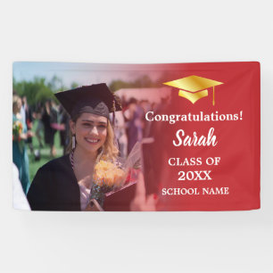 Rot Gold Abschluss Custom Foto Class of 2025 Banner