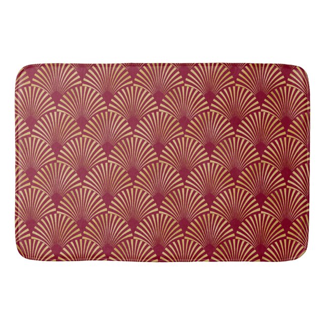 ROT & GOLD ART DECO FALSCHEN PATTERIEN BADEMATTE (Vorderseite)