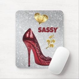 Rot & Gold auf Silberschuh | Mousepad