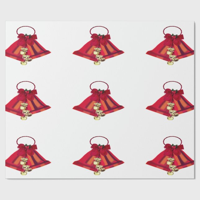 Rot-Gold-Bells-Umschlagpapier Geschenkpapier (Flach)