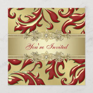 Rot Gold Blatt Rot Gold Firmen-Weihnachtsfeier Einladung