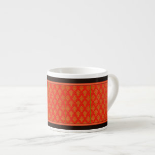 Rot-Gold-Blumenmuster Espressotasse