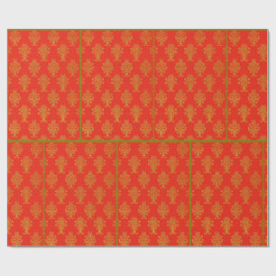 Rot-Gold-Blumenmuster Geschenkpapier