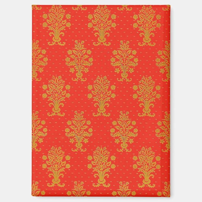 Rot-Gold-Blumenmuster Magnet (Vorderseite)