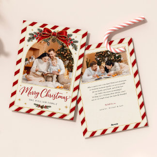 Rot Gold Candy Cane Streifen Foli-Feiertagskarte Folien Feiertagskarte