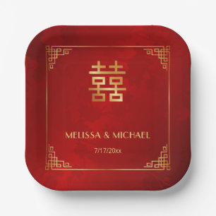  Rot  Gold Chinesischer Hochzeitsbrauch  Pappteller