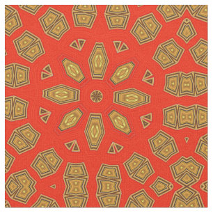 Rot Gold Diamant Kreismuster Stoff