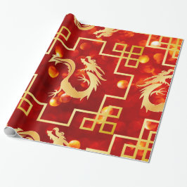 Rot-Gold-Drachen-Umschlagpapier Geschenkpapier