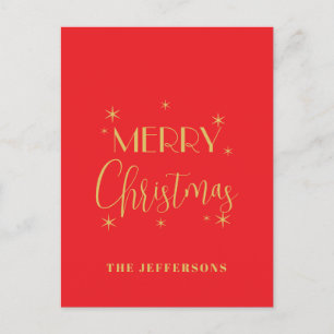 Rot & Gold Farben Frohe Weihnachten Familienname