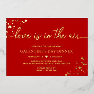 Rot-Gold-farbige Liebe ist in der Luft Folieneinladung