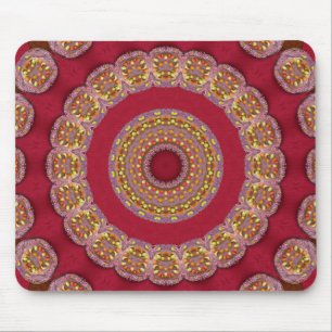 Rot Gold Gelbe Rosetten Mandala Mousepad