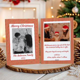 Rot & Gold gestreiftes Frohe Weihnachten Familienf