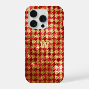 Rot & Gold Gingham iPhone 15 Pro Hülle