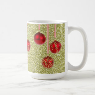 Rot Gold Glitter Frohe Weihnachten Christbaumkugel Tasse